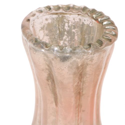 Itens Vaso de vidro prata camponesa rosa Alt.11 cm 6 unidades
