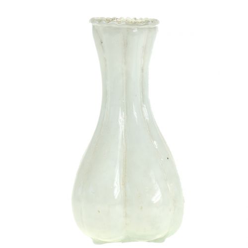Floristik24 Vaso de vidro camponês prateado branco H11cm 6uds