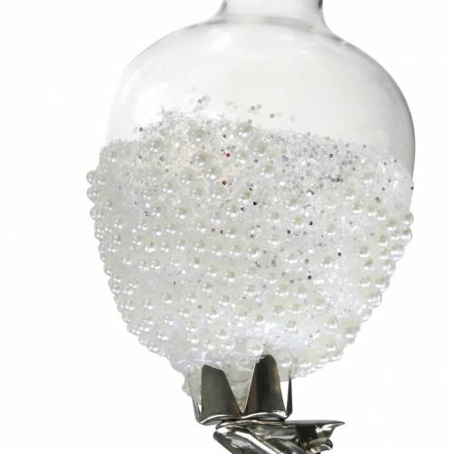 Floristik24 Jarra de vidro com clip glitter e pérolas Ø4.9cm H9.5cm transparente 3pcs