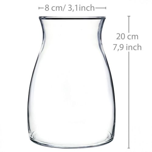 Itens Vaso de vidro decorativo Vaso de flores transparente de vidro Ø11cm Alt.20cm
