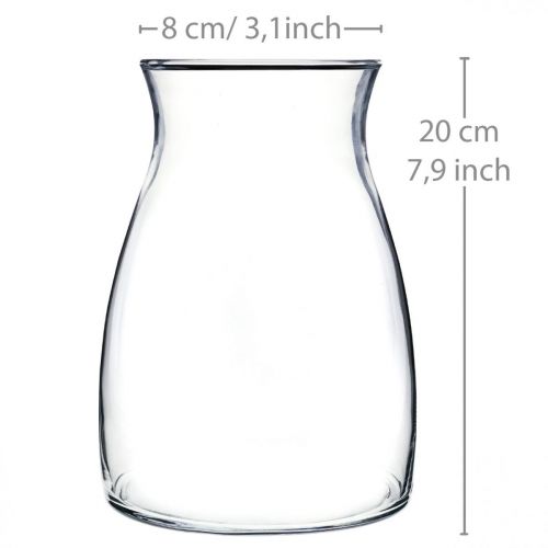 Floristik24 Vaso de vidro decorativo Vaso de flores transparente de vidro Ø11cm Alt.20cm