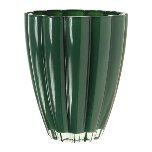 Floristik24 Vaso de vidro &quot;Bloom&quot; verde escuro Ø14cm Alt.17cm