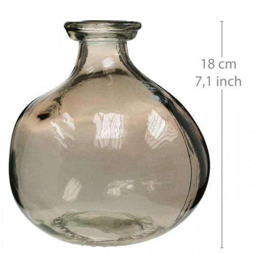 Floristik24 Vaso de vidro redondo vaso decorativo de vidro castanho rústico Ø16.5cm H18cm