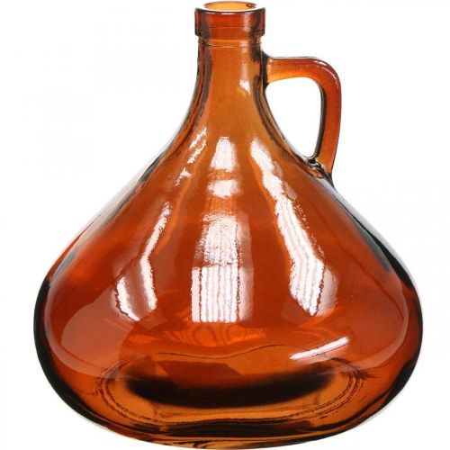 Vaso de vidro com decoração vintage em vidro castanho Ø17cm Alt.18cm