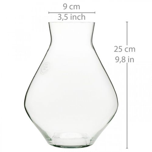 Floristik24 Vaso de flores vaso de vidro bulboso vaso transparente decorativo Ø20cm H25cm