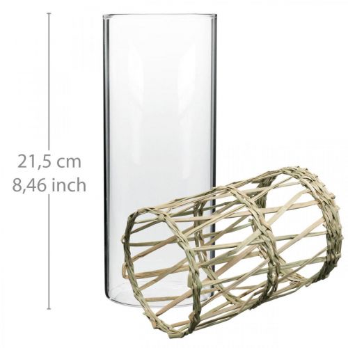 Itens Vaso de vidro cilindro trançado gramíneas vaso decorativo Ø8cm H21.5cm