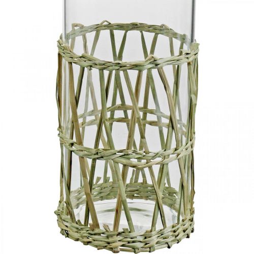 Itens Vaso de vidro cilindro trançado gramíneas vaso decorativo Ø8cm H21.5cm