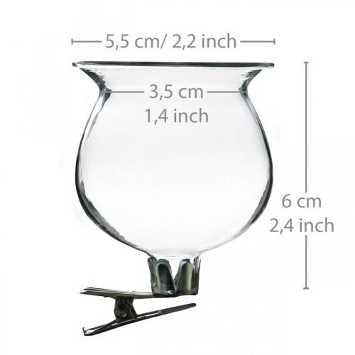 Itens Sino de vaso de vidro com clipe transparente Ø5.5cm H6cm 4pcs