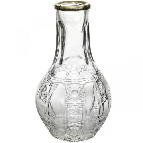 Vaso de vidro look cristal, vaso de flores com aro dourado Ø6,5cm A11,5cm