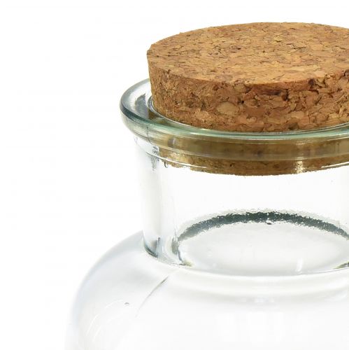 Floristik24 Vaso de vidro retrô boticário com cortiça Ø8,5cm Alt.17cm