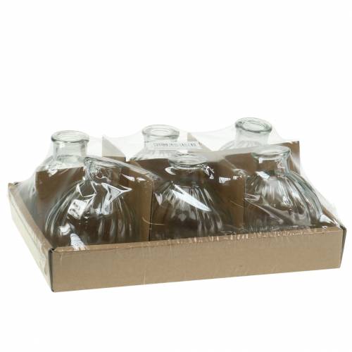 Floristik24 Vaso de vidro decorativo com ranhuras Ø6,8cm A7,7cm 6 peças
