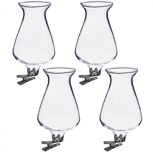 Floristik24 Tulipa vaso de vidro com clipe Ø5.9cm H11cm transparente 4pcs