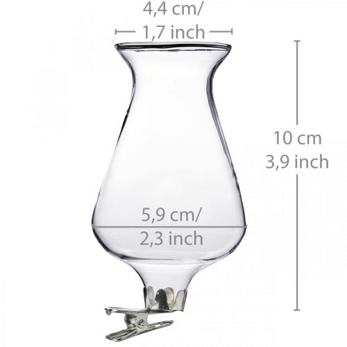Floristik24 Tulipa vaso de vidro com clipe Ø5.9cm H11cm transparente 4pcs