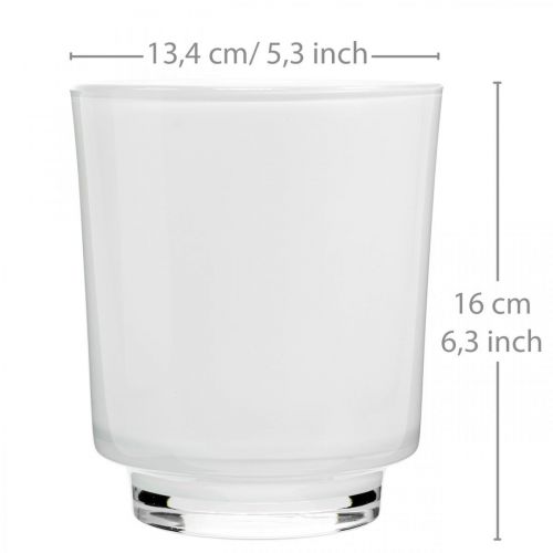 Floristik24 Plantador de orquídeas vidro branco H16cm Ø13,4cm