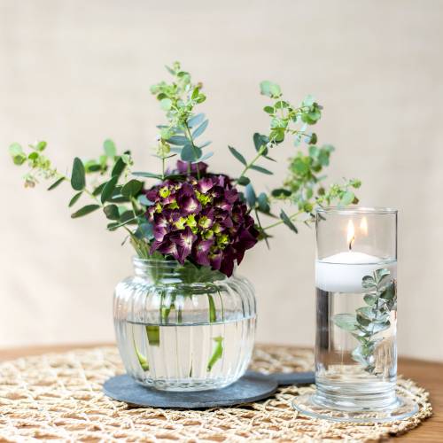 Floristik24 Vaso de vidro canelado Ø11cm Alt.10cm