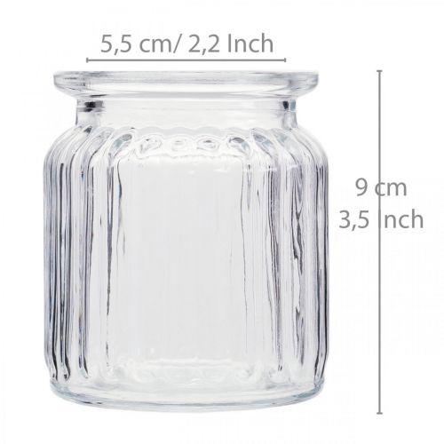 Itens Vaso de vidro vaso com nervuras de vidro Ø7,5cm Alt.9cm 4 unidades