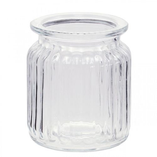 Itens Vaso de vidro vaso com nervuras de vidro Ø7,5cm Alt.9cm 4 unidades