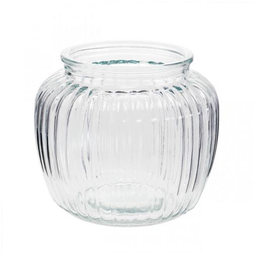 Floristik24 Vaso de vidro canelado Ø11cm Alt.10cm
