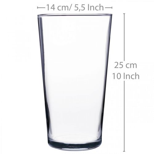 Itens Vaso de vidro cônico transparente Ø14cm H25cm