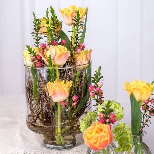 Floristik24 Vaso de vidro com pé vaso de flores decoração em vidro vintage Alt.15cm Ø11cm