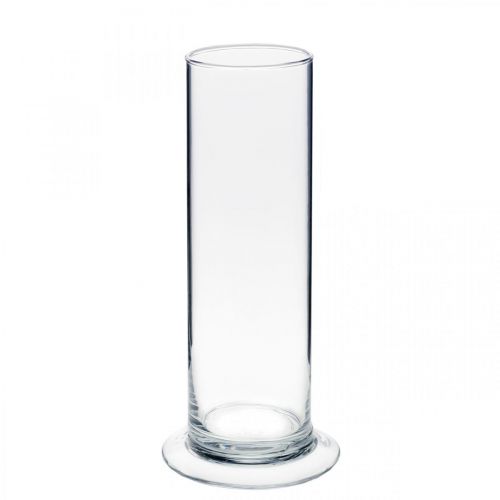 Floristik24 Jarra de vidro com pé Transparente Ø6cm H20cm