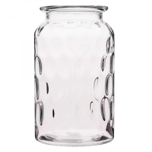 Floristik24 Vaso de vidro com padrão, lanterna de vidro A18,5cm Ø11cm transparente