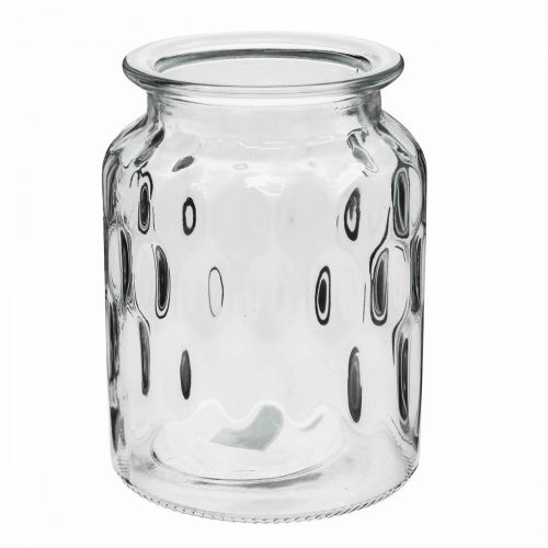 Jarra de vidro com padrão, lanterna vidro transparente A15cm Ø11cm