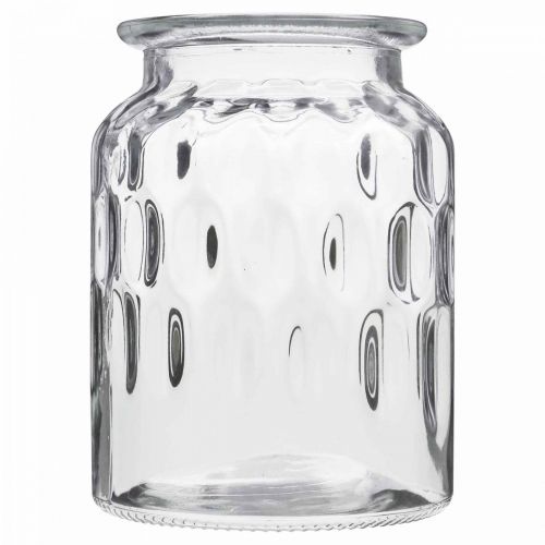 Itens Vaso de vidro com padrão, lanterna de vidro transparente Alt.15cm Ø11cm 2 unidades