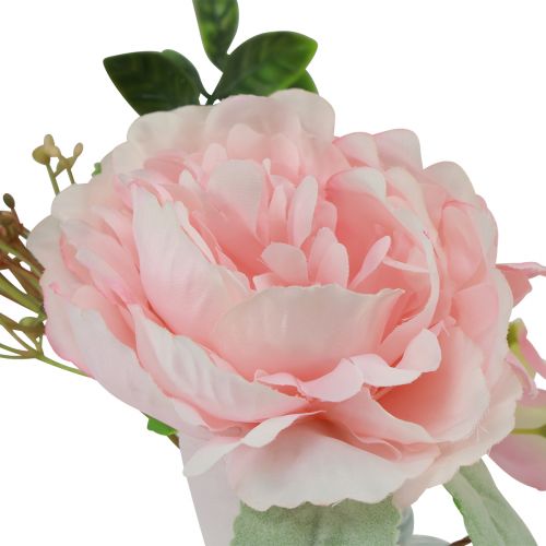 Floristik24 Vaso de vidro com decoração de mesa artificial rosa peônia 20cm