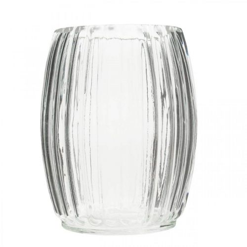 Floristik24 Vaso de vidro com ranhuras, lanterna vidro transparente A15cm Ø11,5cm