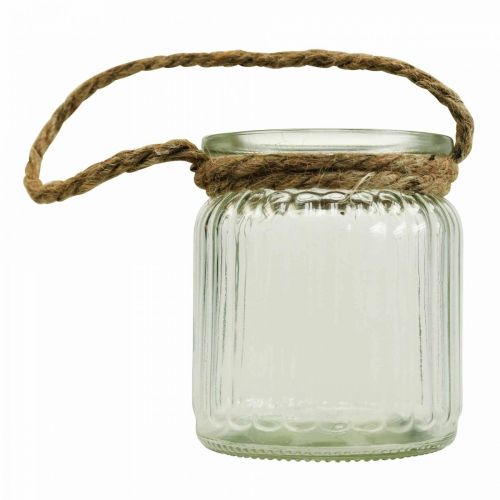 Floristik24 Vaso de vidro para pendurar lanterna corda de vidro Ø8cm A9cm