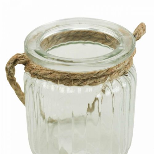 Floristik24 Vaso de vidro para pendurar lanterna corda de vidro Ø8cm A9cm