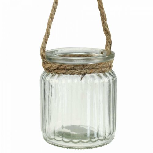 Floristik24 Vaso de vidro para pendurar lanterna corda de vidro Ø8cm A9cm