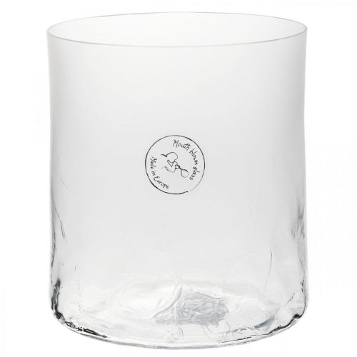 Vaso de vidro cilíndrico Crackle transparente, acetinado Ø13cm A13,5cm