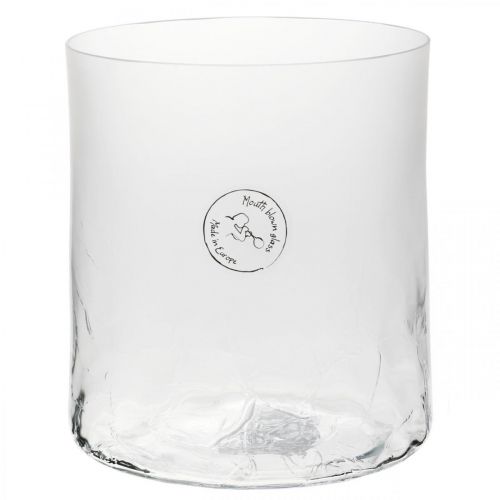 Floristik24 Vaso de vidro cilíndrico Crackle transparente, acetinado Ø13cm A13,5cm