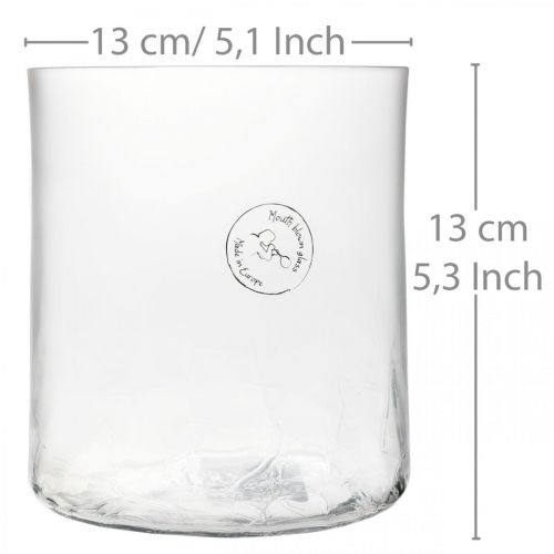 Itens Vaso de vidro cilíndrico Crackle transparente, acetinado Ø13cm A13,5cm