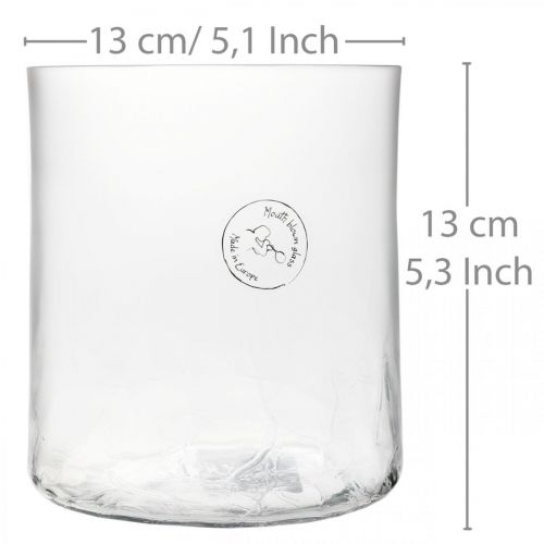 Floristik24 Vaso de vidro cilíndrico Crackle transparente, acetinado Ø13cm A13,5cm
