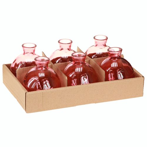 Itens Vasos de vidro bulbosos rosa retro mini vasos Ø7,5cm H9cm 6 peças