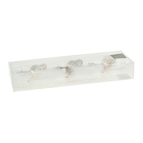 Floristik24 Pássaro de vidro no clipe de creme 7,5 cm 3 unidades