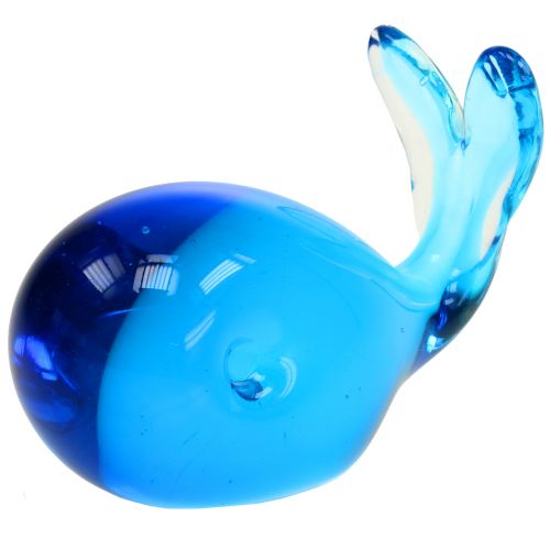 Floristik24 Vidro Baleia Azul L12cm