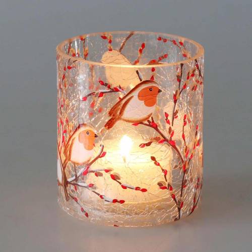 Floristik24 Lanterna Robin Crackle Transparente Ø9cm H10cm