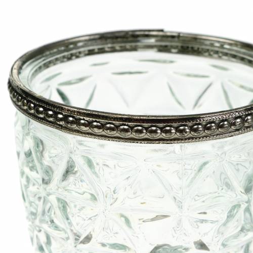 Floristik24 Lanterna de vidro na base antiga com borda de metal Ø9cm H13,5cm