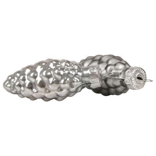 Itens Cones de Natal cones de vidro decoração de vidro prata Alt.6,5cm 10 peças