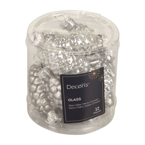 Itens Cones de Natal cones de vidro decoração de vidro prata Alt.6,5cm 10 peças