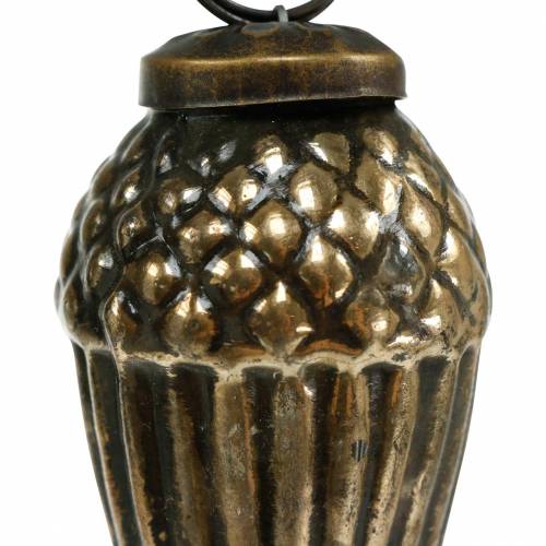 Floristik24 Decorações para árvores de Natal, bolotas de vidro para pendurar marrom, dourado 6 cm 3 unidades