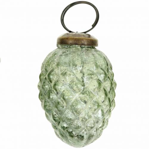 Floristik24 Decorações de árvores frutas de outono transparentes, vidro real verde 6,5 cm 3 unidades