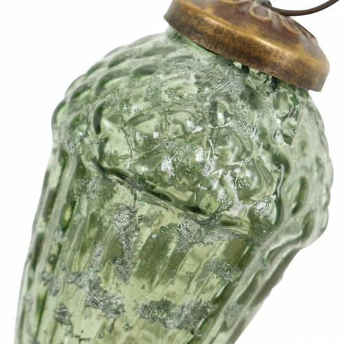 Floristik24 Decorações de árvores frutas de outono transparentes, vidro real verde 6,5 cm 3 unidades
