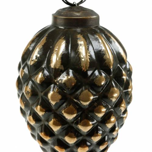 Floristik24 Bolotas e cones para pendurar vidro marrom, dourado 8,5 cm 3 unidades em um conjunto