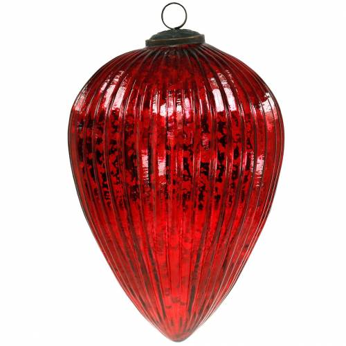 Floristik24 Cones de vidro para pendurar decorações grandes de Natal vermelhas de 22 cm