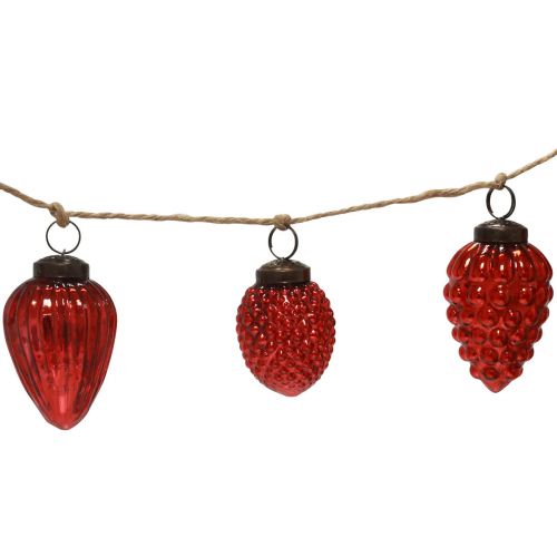 Itens Guirlanda de cone de vidro decoração de árvore de Natal decoração suspensa vermelho 120cm